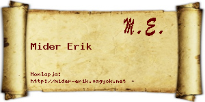 Mider Erik névjegykártya